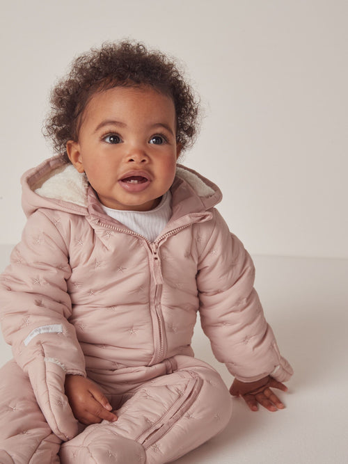 The White Company Pink Star Quilted Pramsuit image 1