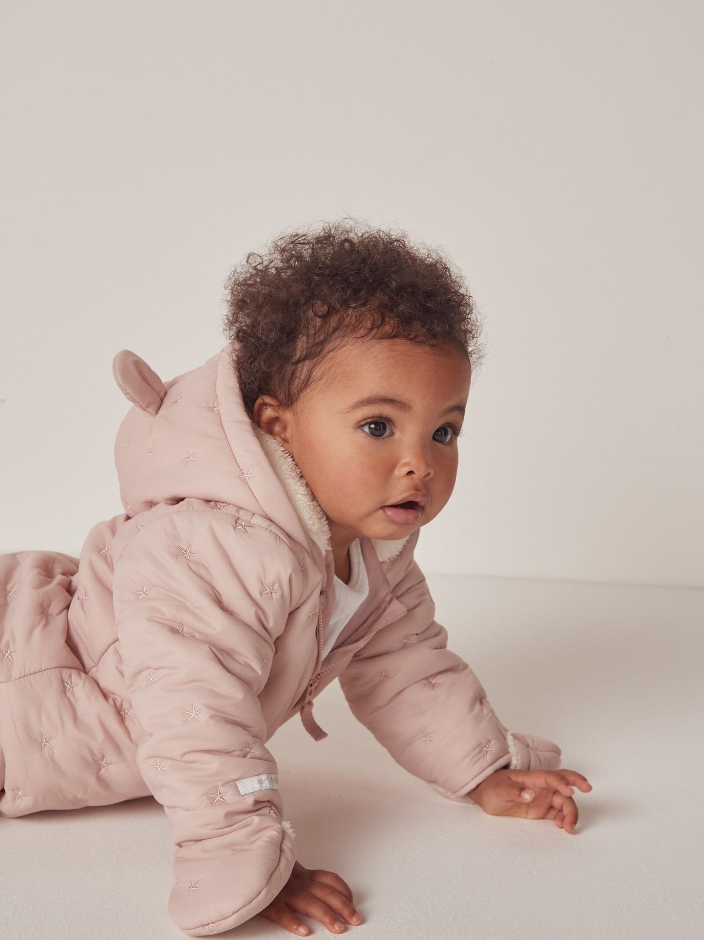 The White Company Pink Star Quilted Pramsuit image 3