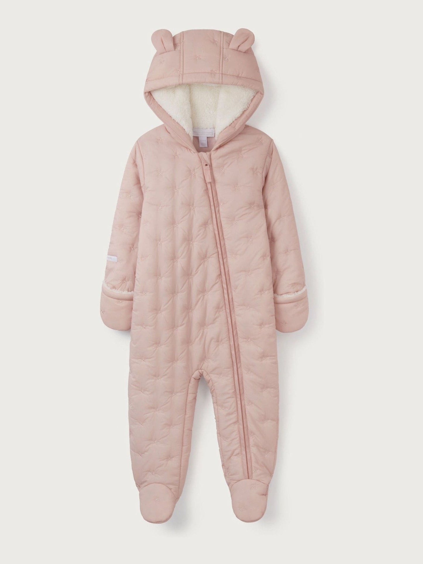 The White Company Pink Star Quilted Pramsuit image 5