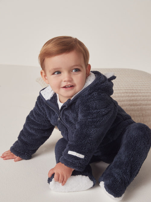 The White Company Blue Pebble Fleece Romper image 1