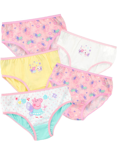Character Pink Peppa Pig 100% Cotton Briefs 5 Pack - image 1
