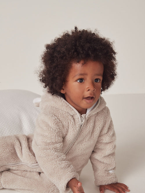 The White Company Natural Pebble Fleece Romper image 1