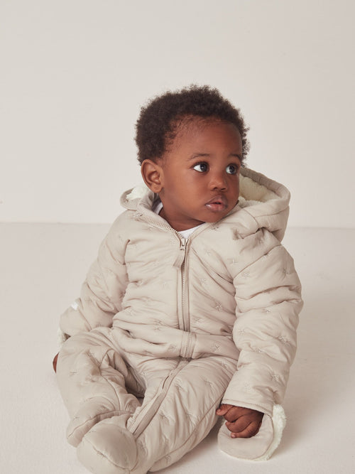 The White Company Natural Star Quilted Pramsuit image 1