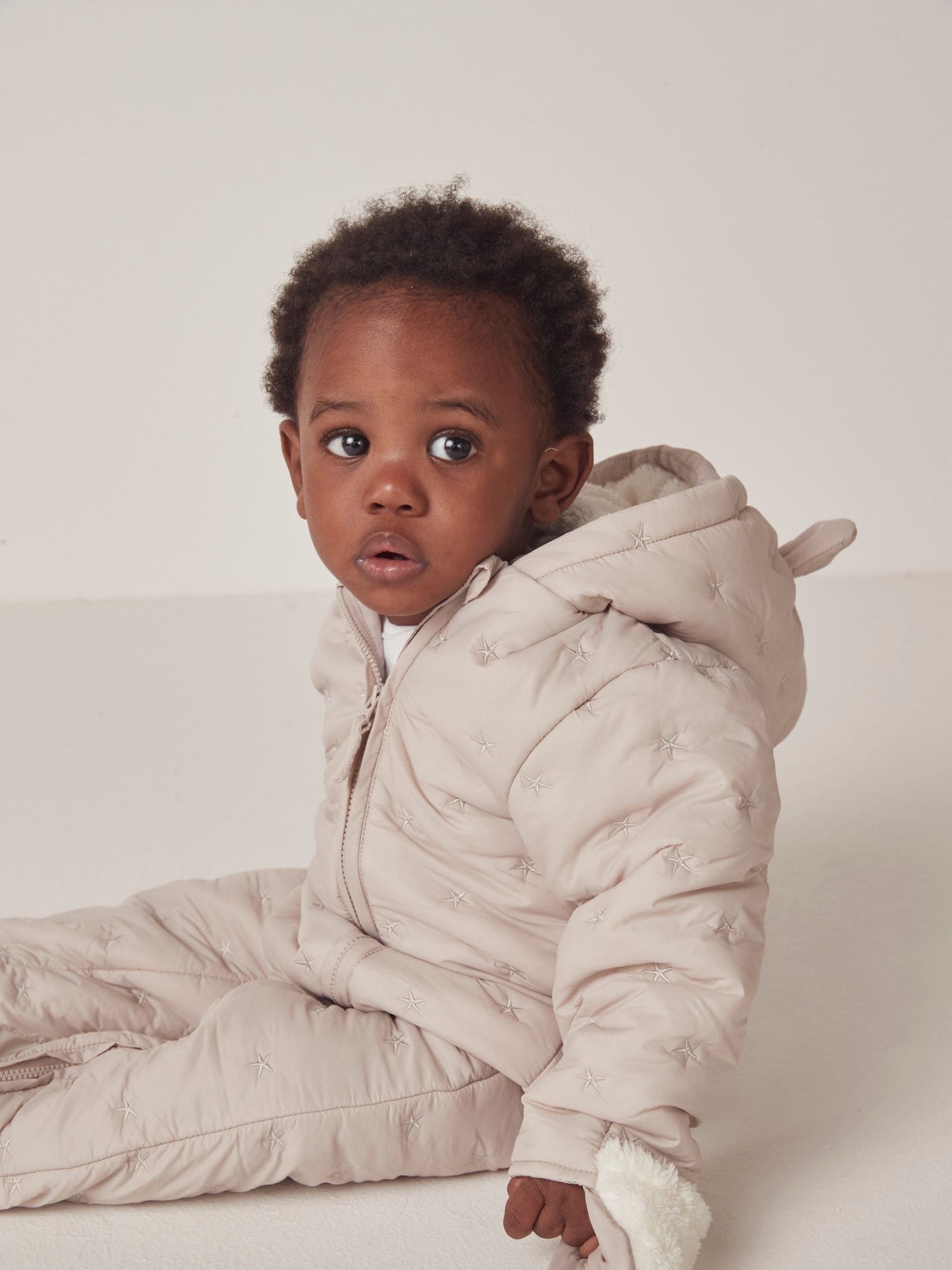 The White Company Natural Star Quilted Pramsuit image 3