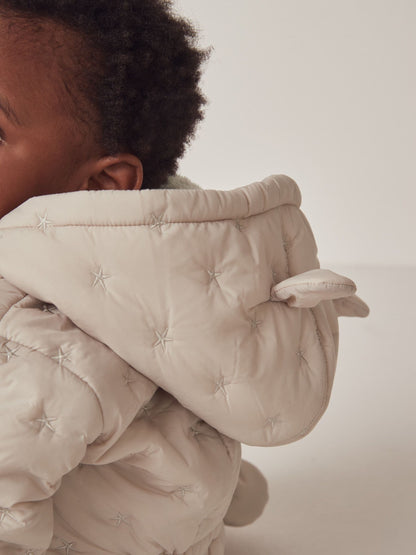 The White Company Natural Star Quilted Pramsuit image 4