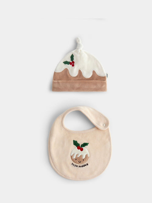Jojo Maman Bébé Brown Baby Hat and Bib Set - image 1