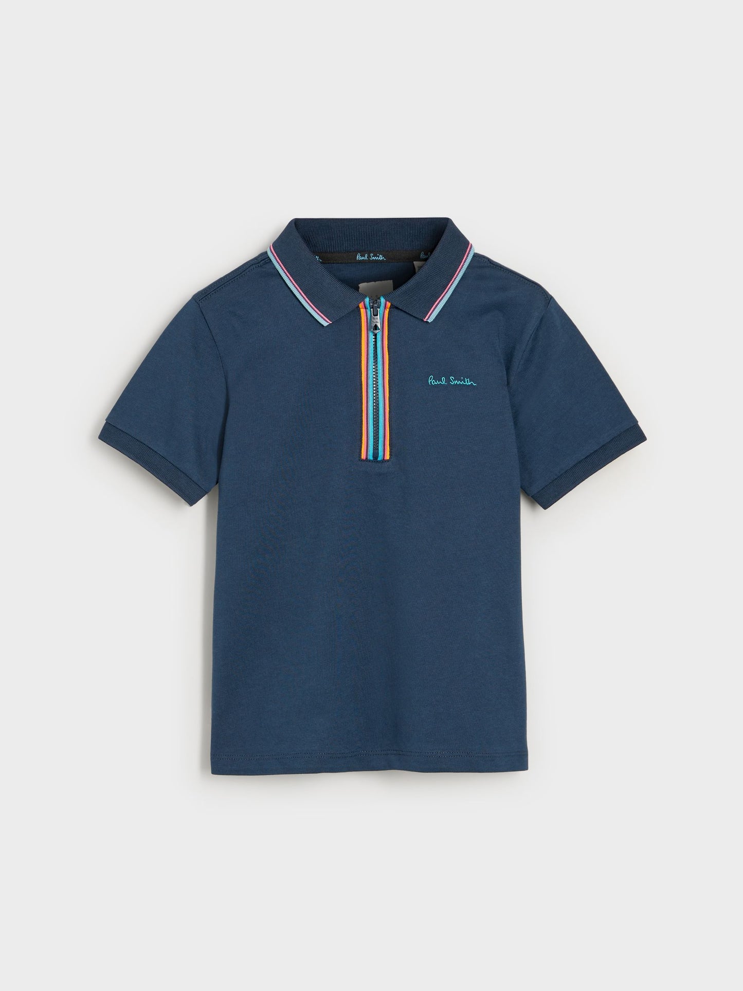 Dsiney Kidz - Paul Smith Junior Navy Short Sleeve Artist Quarter Zip Polo Shirt image 4