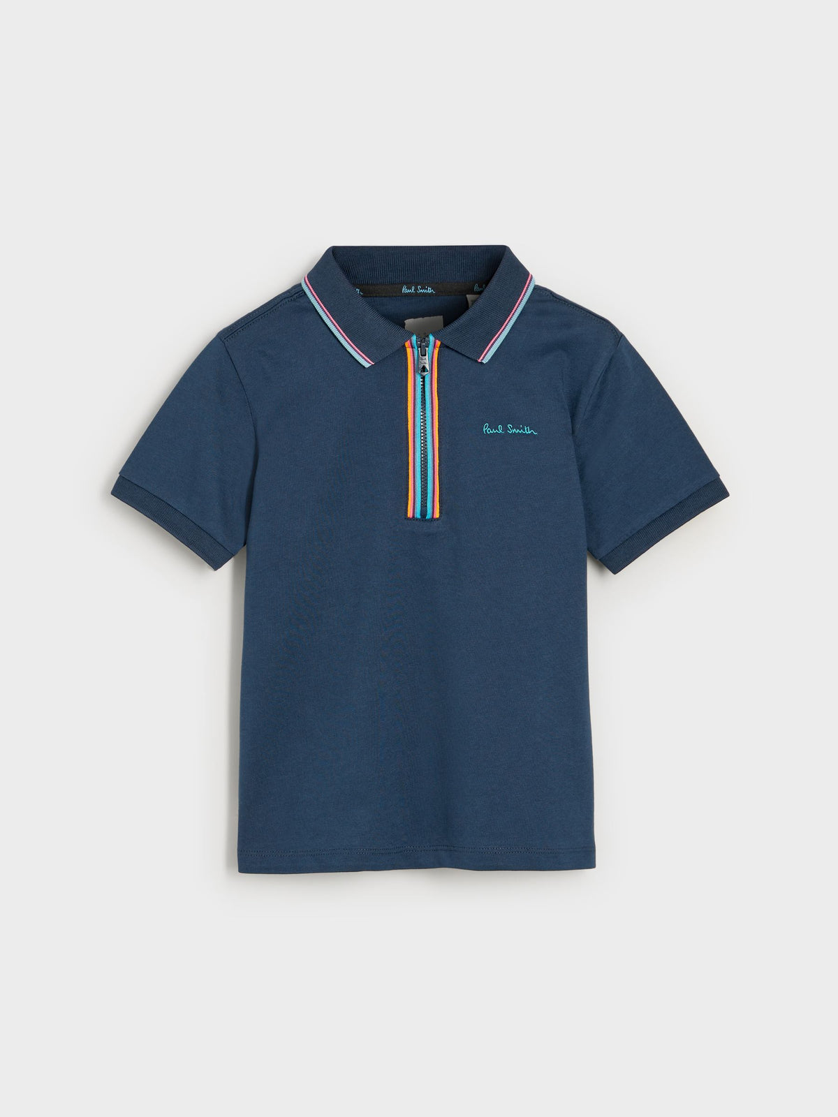 Dsiney Kidz - Paul Smith Junior Navy Short Sleeve Artist Quarter Zip Polo Shirt image 4
