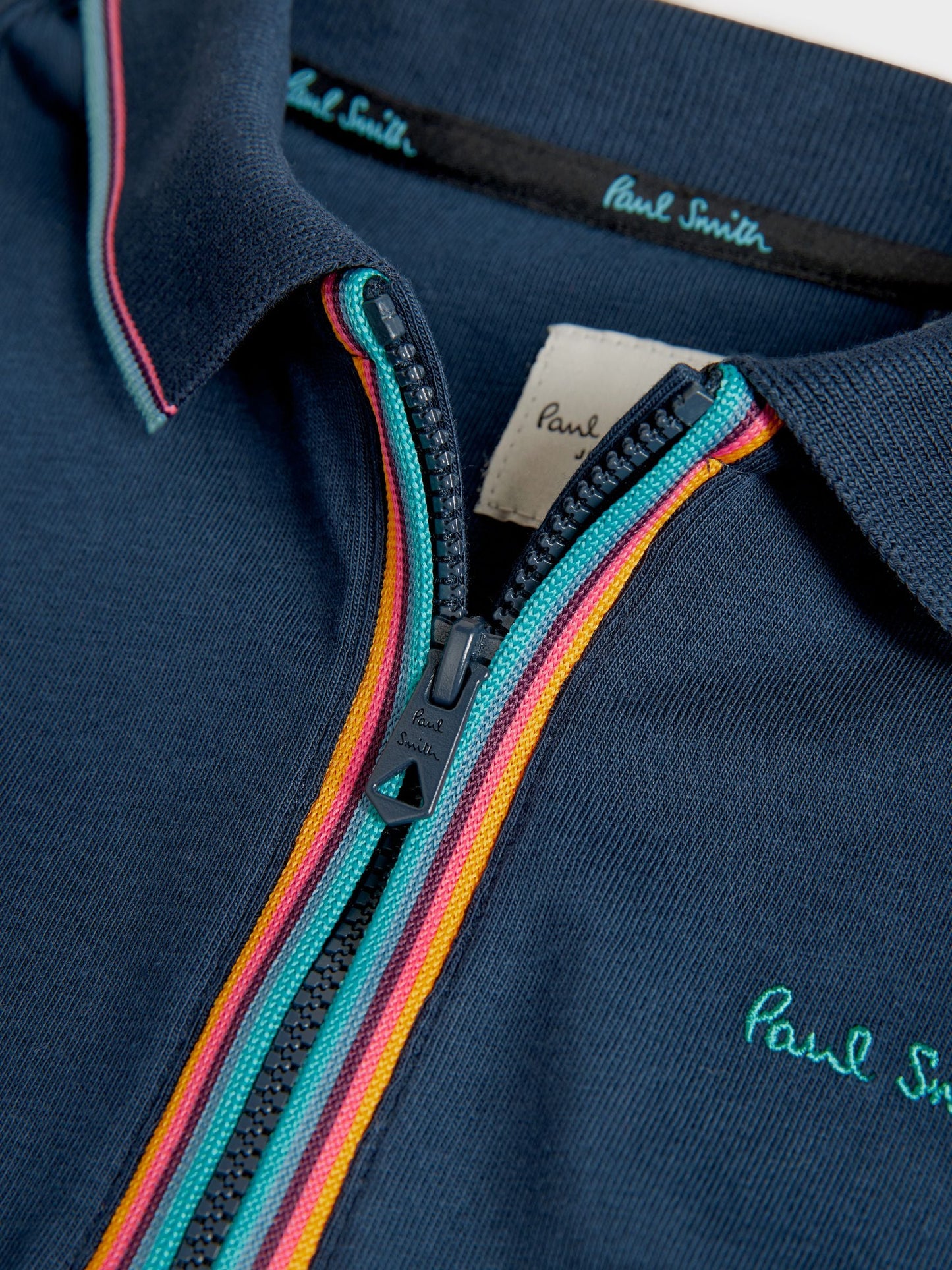 Dsiney Kidz - Paul Smith Junior Navy Short Sleeve Artist Quarter Zip Polo Shirt image 6
