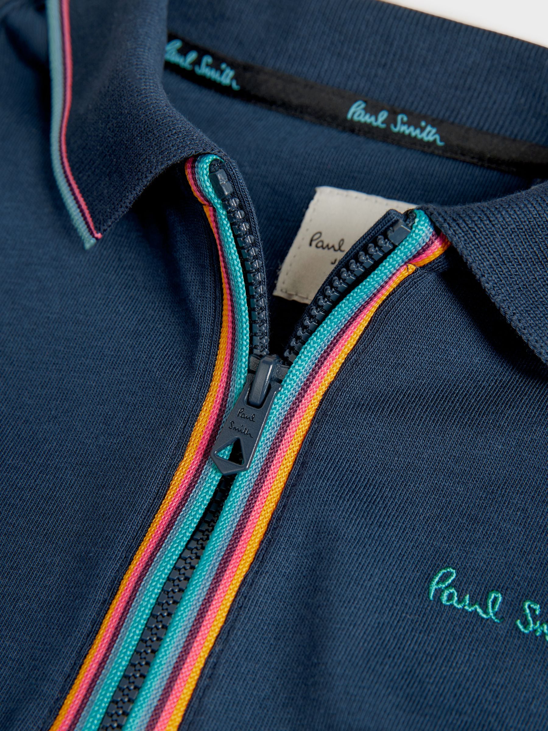 Dsiney Kidz - Paul Smith Junior Navy Short Sleeve Artist Quarter Zip Polo Shirt image 6