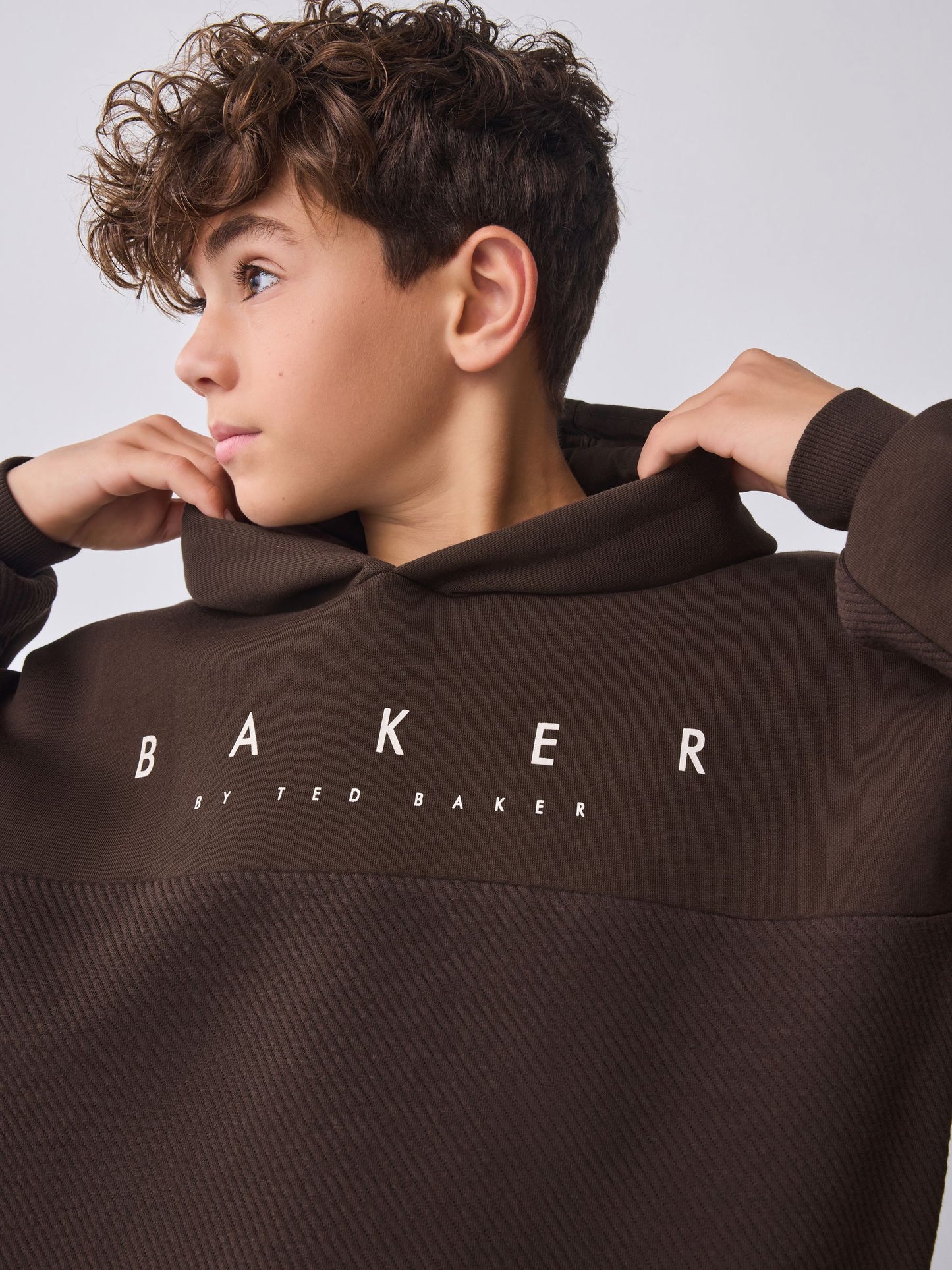 Dsiney Kidz - Baker by Ted Baker Brown Oversized Textured Hoodie image 1