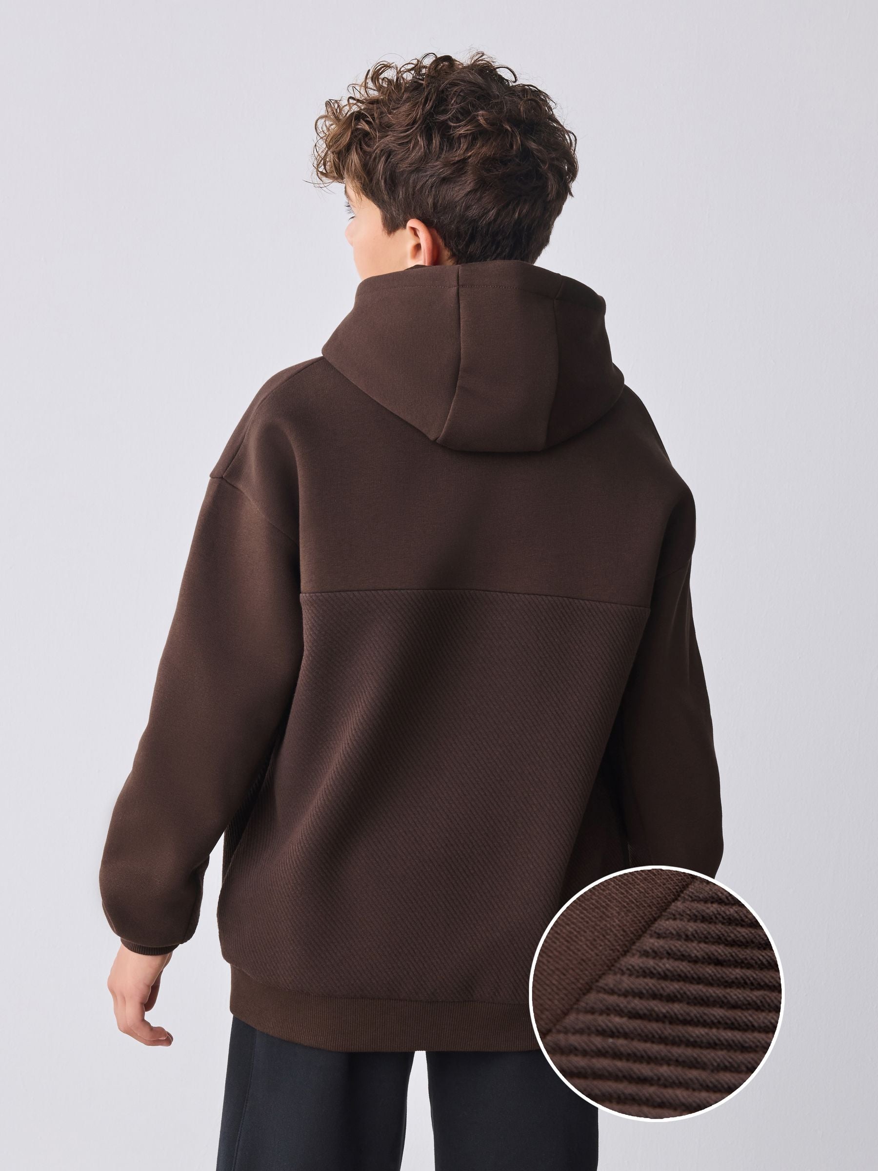 Dsiney Kidz - Baker by Ted Baker Brown Oversized Textured Hoodie image 2