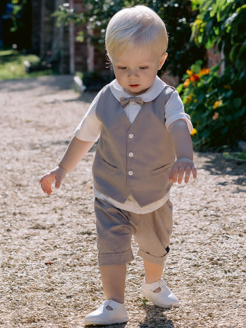 Emile Et Rose Natural 100% Cotton Shirt, Waistcoat And Short 3 Piece Set image 1