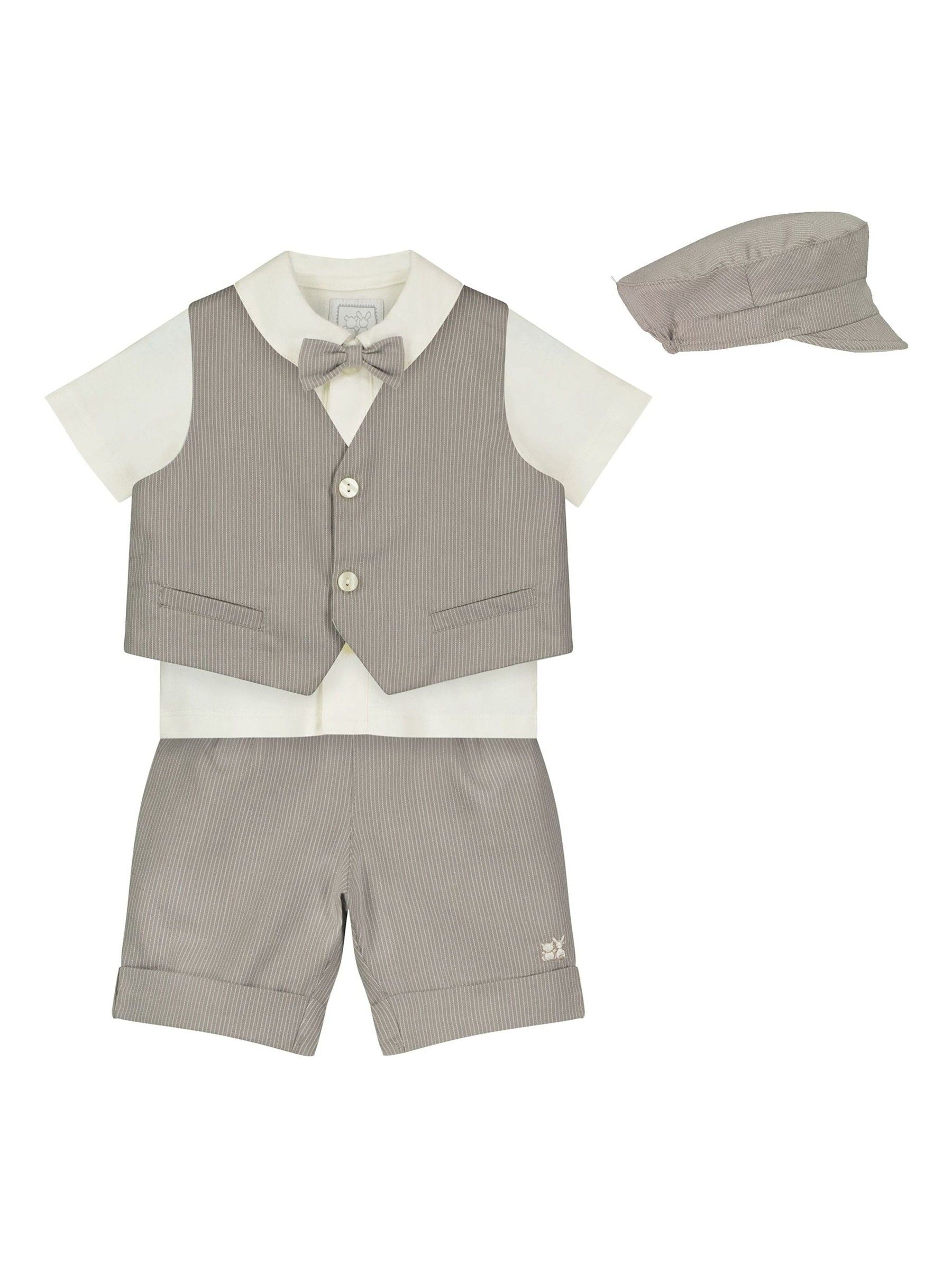 Emile Et Rose Natural 100% Cotton Shirt, Waistcoat And Short 3 Piece Set image 2