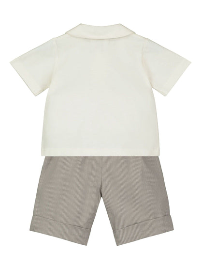 Emile Et Rose Natural 100% Cotton Shirt, Waistcoat And Short 3 Piece Set image 3
