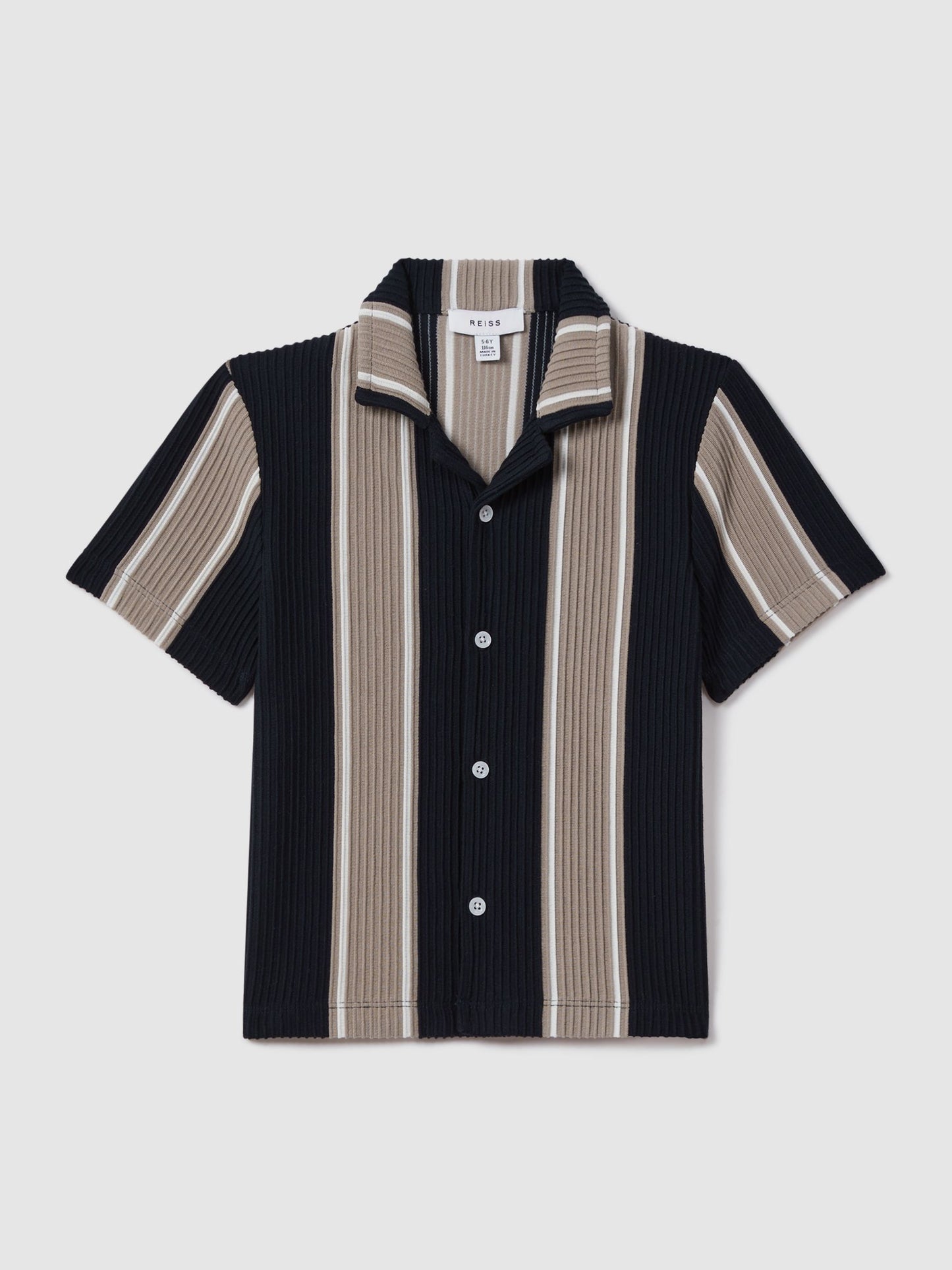 Dsiney Kidz - Reiss Navy/Stone Alton Junior Ribbed Cuban Collar Shirt image 2