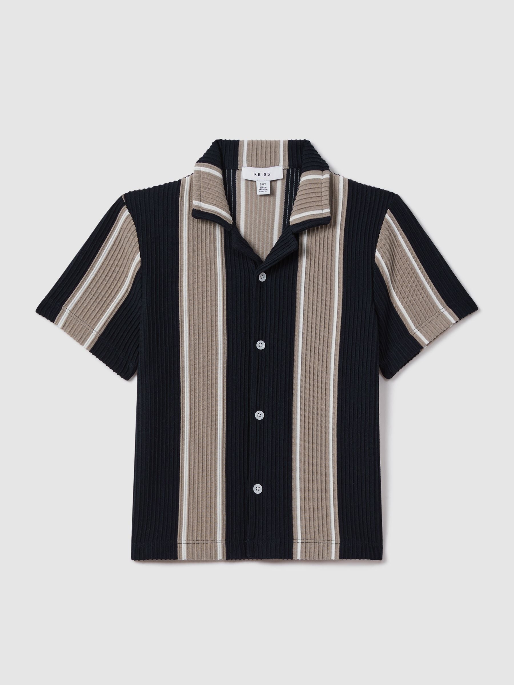 Dsiney Kidz - Reiss Navy/Stone Alton Junior Ribbed Cuban Collar Shirt image 2