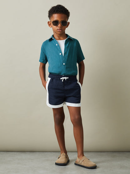 Dsiney Kidz - Reiss Seafoam Holiday 3-9 yrs Short Sleeve Linen Shirt image 1