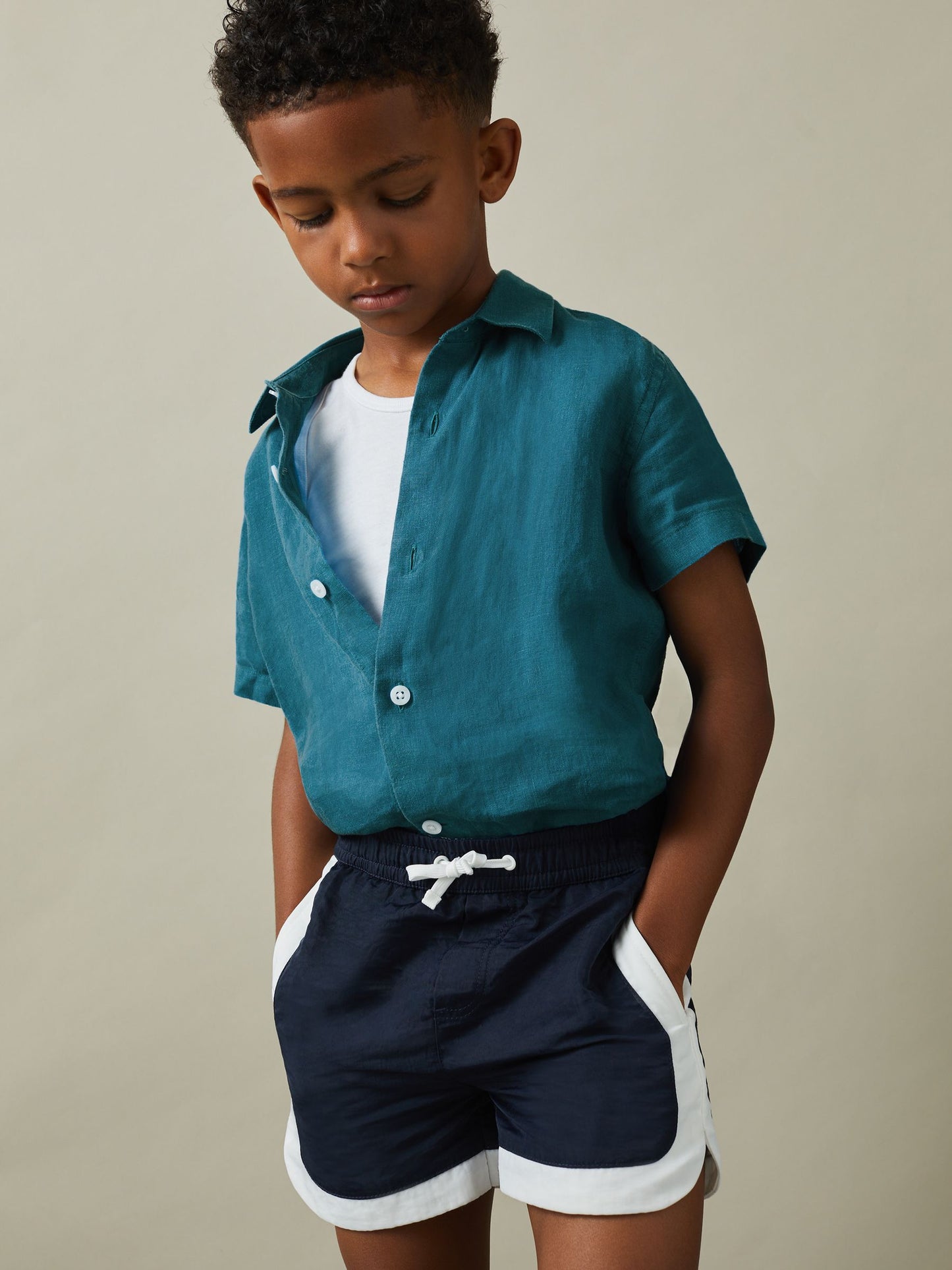 Dsiney Kidz - Reiss Seafoam Holiday 3-9 yrs Short Sleeve Linen Shirt image 3