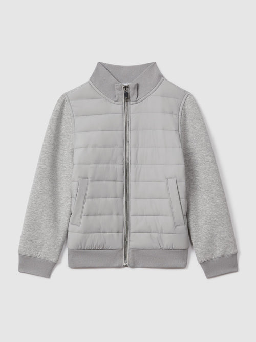 Dsiney Kidz - Reiss Grey Melange Flintoff 9-13 yrs Funnel Neck Quilted Hybrid Jacket image 1