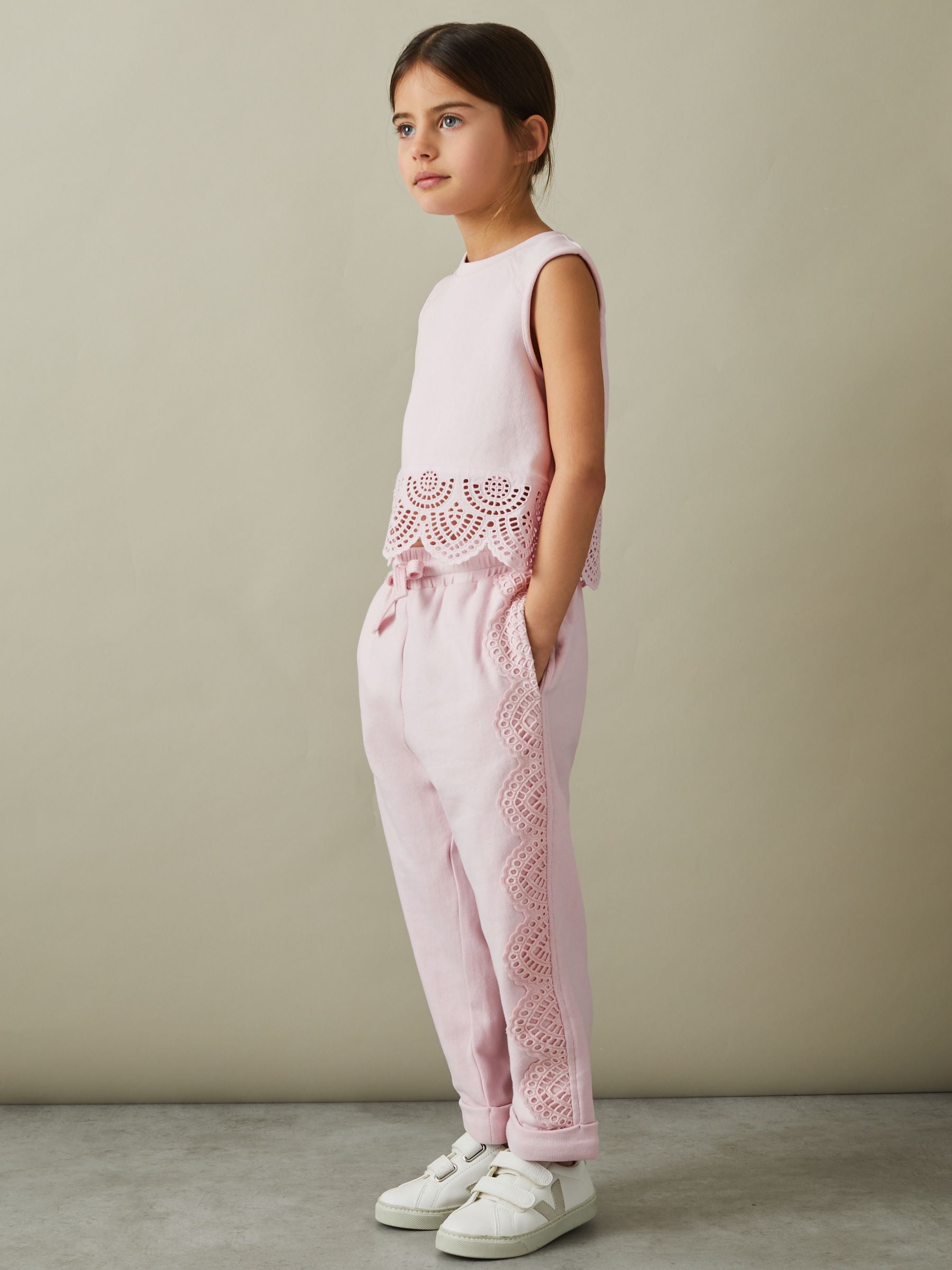 Dsiney Kidz - Reiss Pink Sophie Cotton Broderie Top Co-Ord image 1