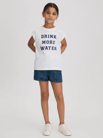Dsiney Kidz - Reiss Ivory Tereza 4-9 yrs Slogan Crew Neck T-Shirt image 1