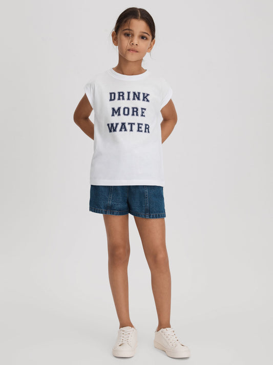 Dsiney Kidz - Reiss Ivory Tereza 4-9 yrs Slogan Crew Neck T-Shirt image 1