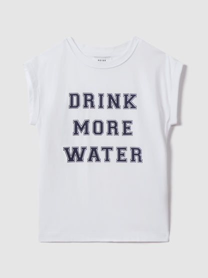 Dsiney Kidz - Reiss Ivory Tereza 4-9 yrs Slogan Crew Neck T-Shirt image 2
