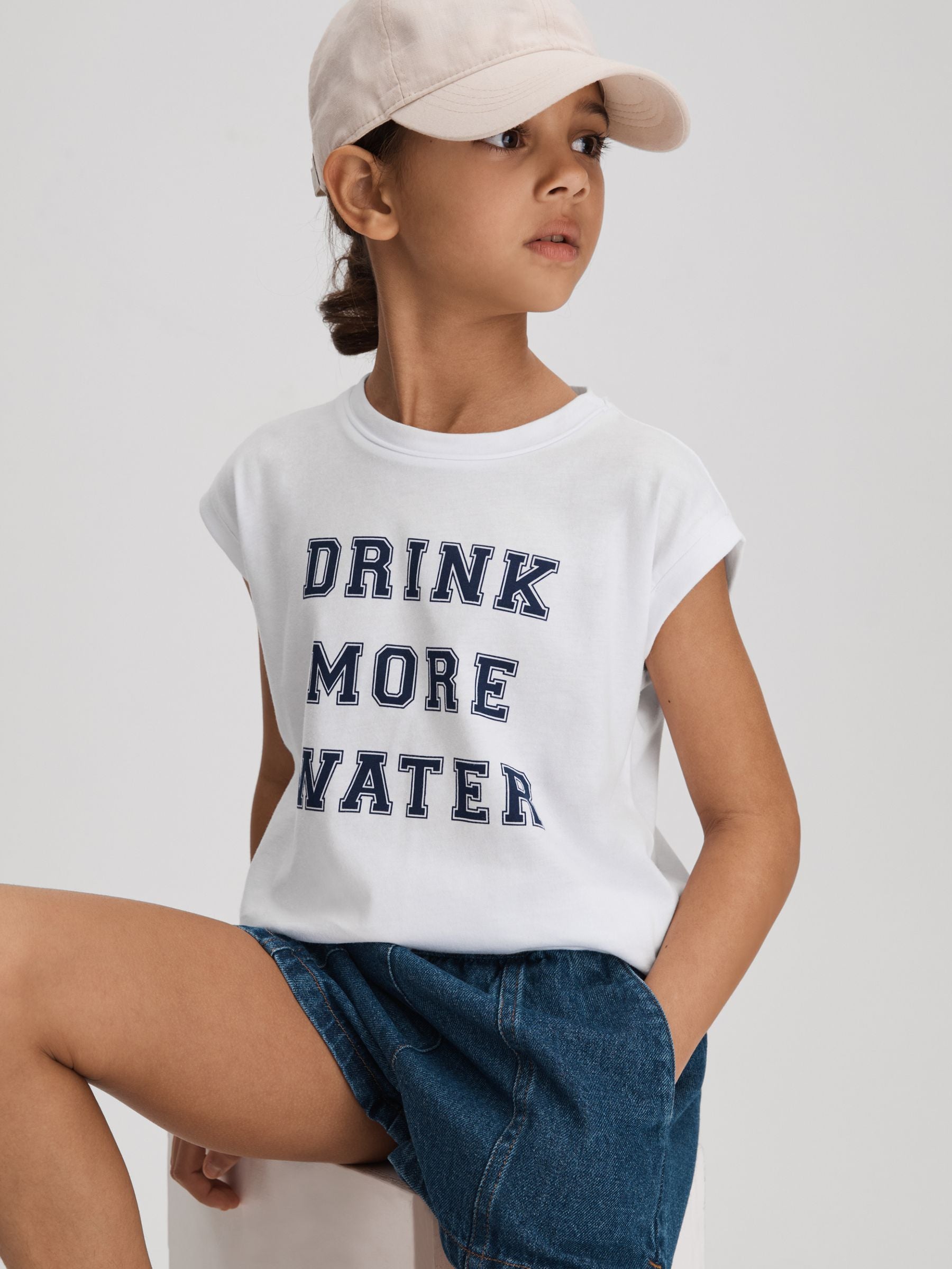 Dsiney Kidz - Reiss Ivory Tereza 4-9 yrs Slogan Crew Neck T-Shirt image 3