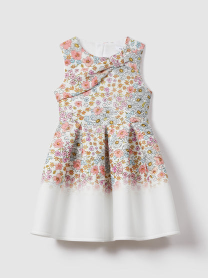 Dsiney Kidz - Reiss Pink Print Emmie 4-9 yrs Floral Scuba Bow Fit-and-Flare Dress image 1