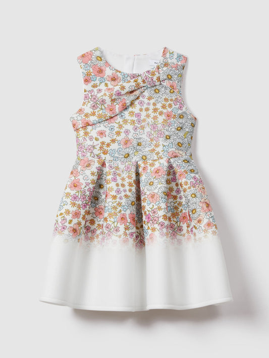 Dsiney Kidz - Reiss Pink Print Emmie 4-9 yrs Floral Scuba Bow Fit-and-Flare Dress image 1