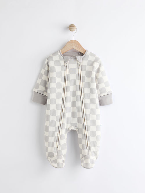 Grey Checkerboard 2.5 TOG Wadded Baby Sleepsuit image 1