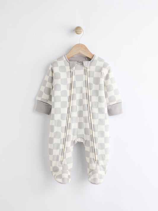 Grey Checkerboard 2.5 TOG Wadded Baby Sleepsuit image 1
