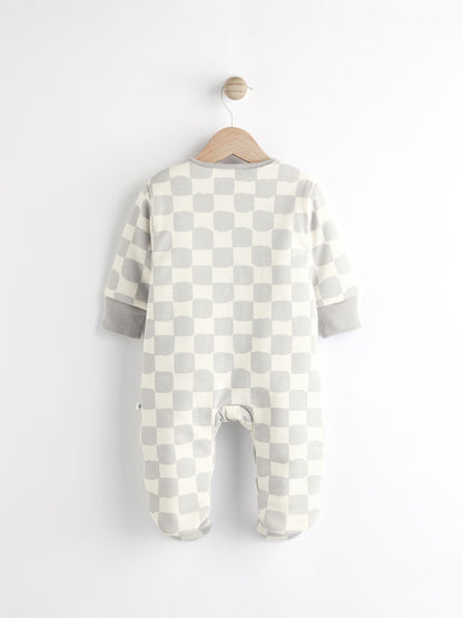 Grey Checkerboard 2.5 TOG Wadded Baby Sleepsuit image 2