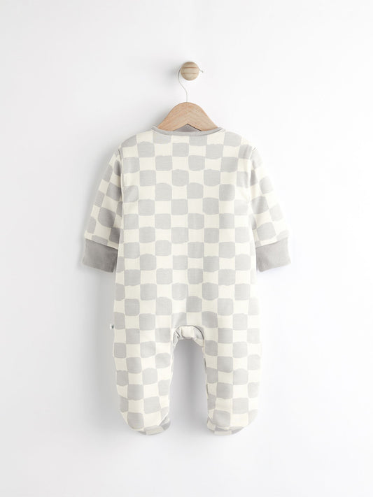 Grey Checkerboard 2.5 TOG Wadded Baby Sleepsuit image 2