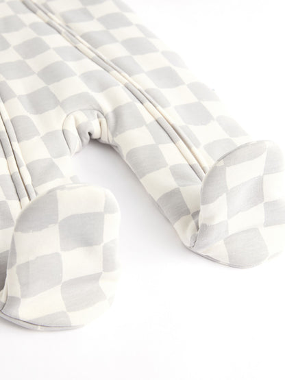 Grey Checkerboard 2.5 TOG Wadded Baby Sleepsuit image 5