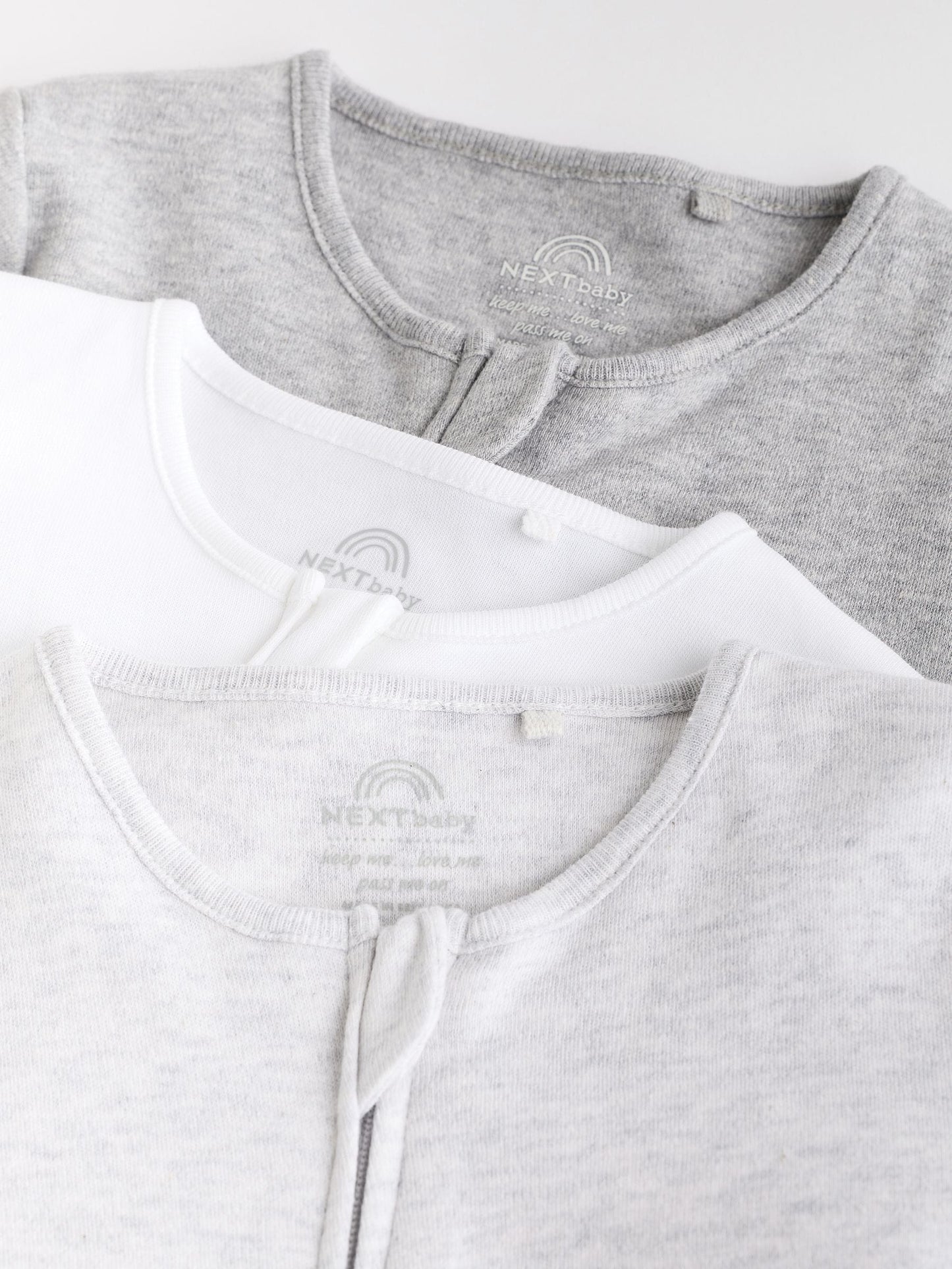 Grey Essential Zipped 100% Cotton Baby Sleepsuits 3 Pack (0-3yrs) image 8