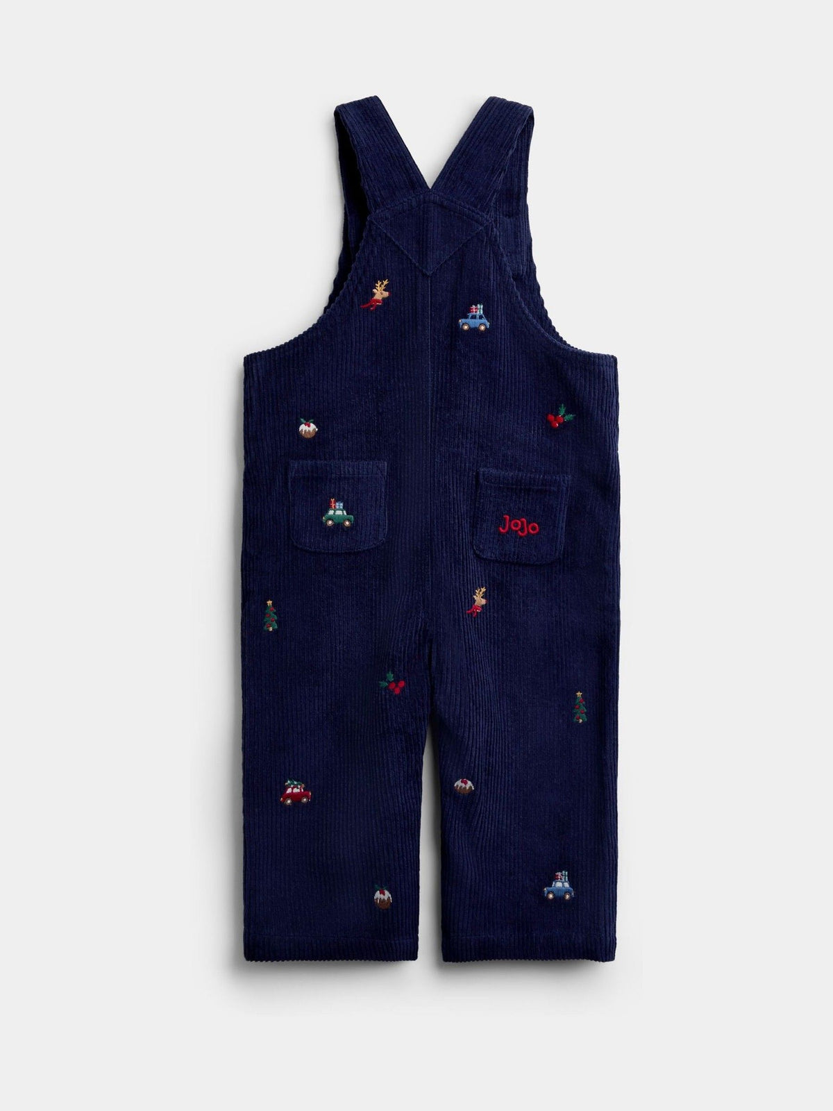 Dsiney Kidz - JoJo Maman Bébé Navy Blue Christmas Embroidered Dungaree & Bodysuit Set image 5