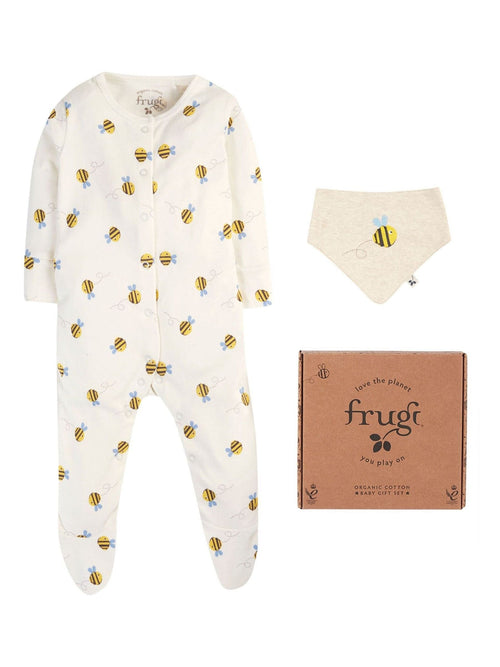 Frugi White Buzzy Bee Gift Set 2 Piece image 1
