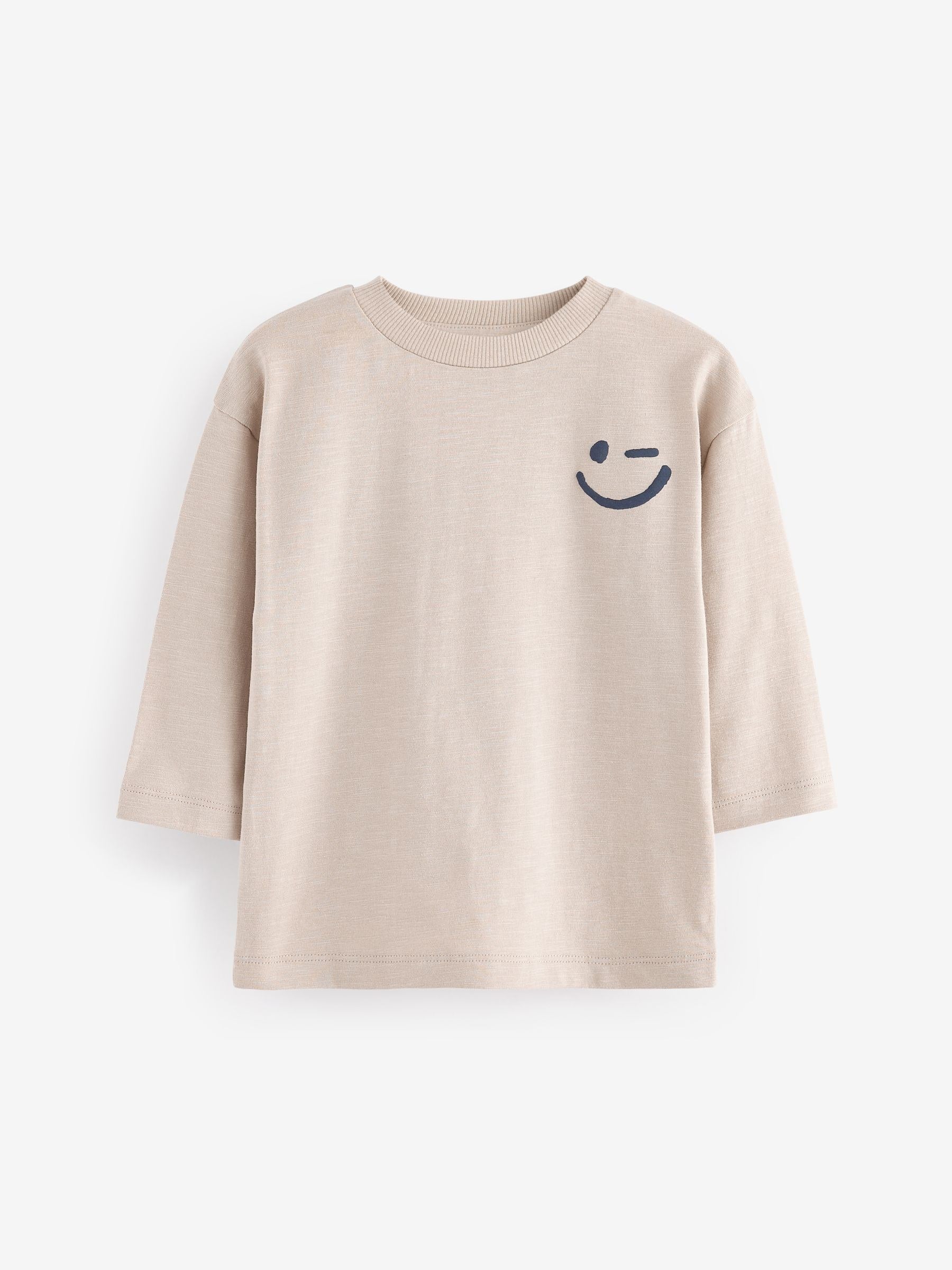 Ecru Cream Long Sleeves Semi Plain T-Shirt (3mths-7yrs) image 1
