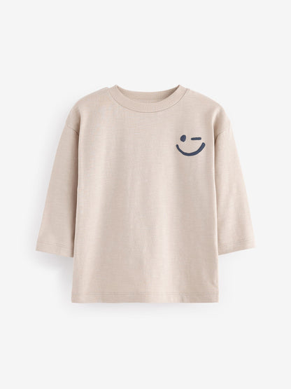 Ecru Cream Long Sleeves Semi Plain T-Shirt (3mths-7yrs) image 1