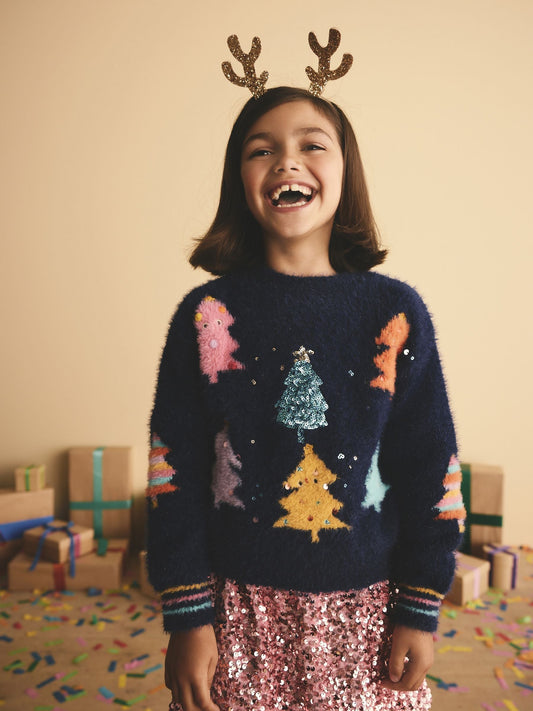 Blue Christmas Tree Jumper (3-16yrs)