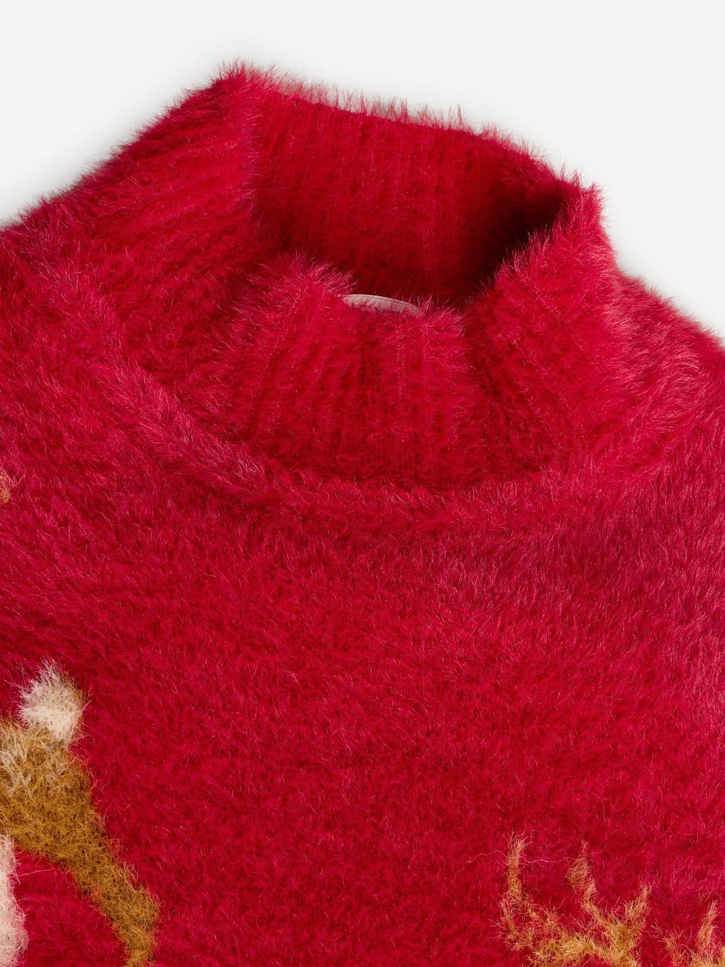 Red Fluffy Reindeer Jumper (3-16yrs) (3-16yrs)