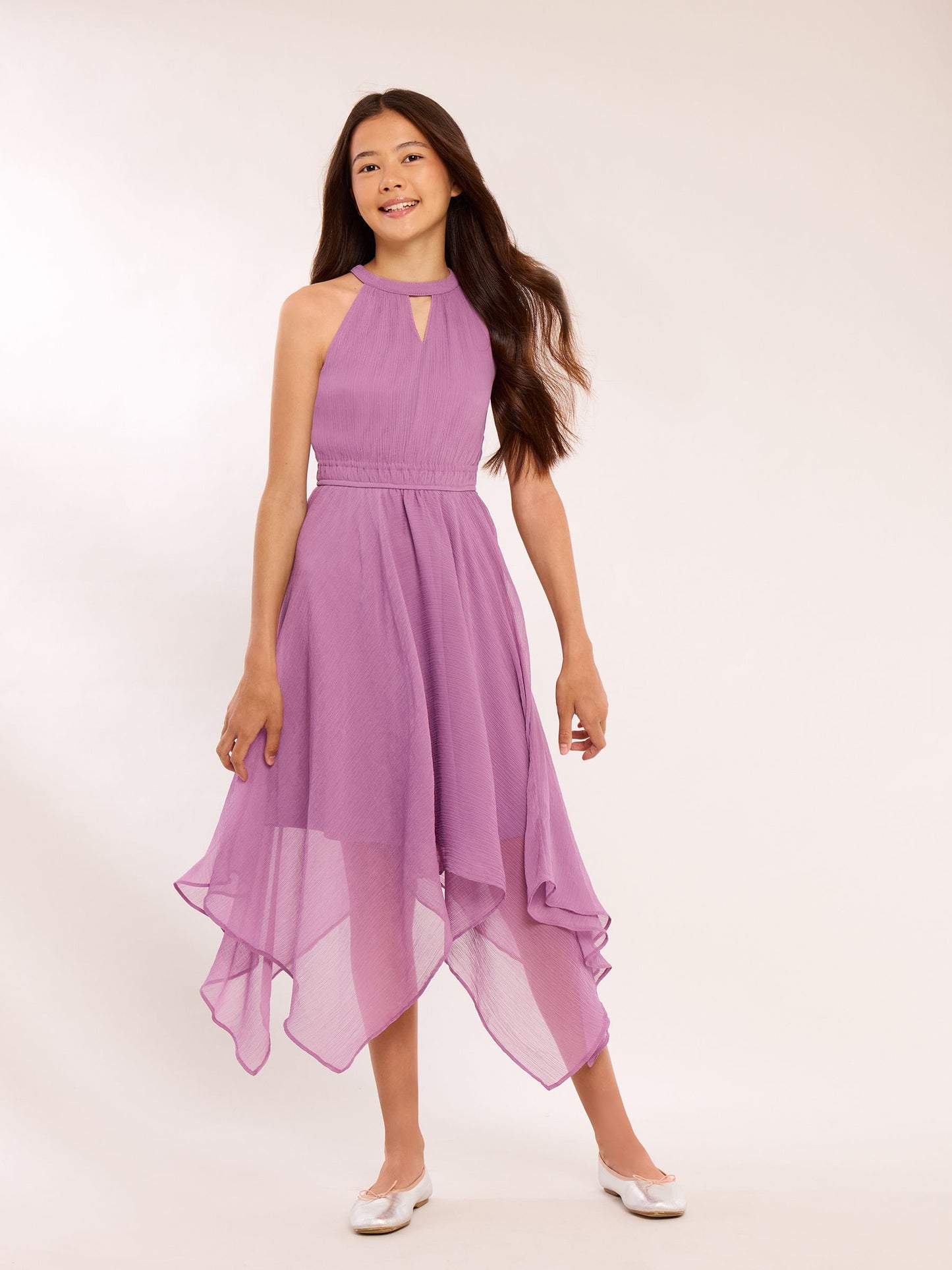 Dsiney Kidz - Lipsy Purple Hanky Hem Halter Occasion Dress (5-16yrs) image 3