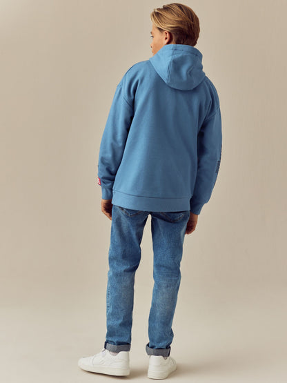 Mid Blue Spiderman Flip Sequin Hoodie (3-16yrs)