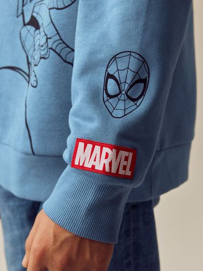 Mid Blue Spiderman Flip Sequin Hoodie (3-16yrs)