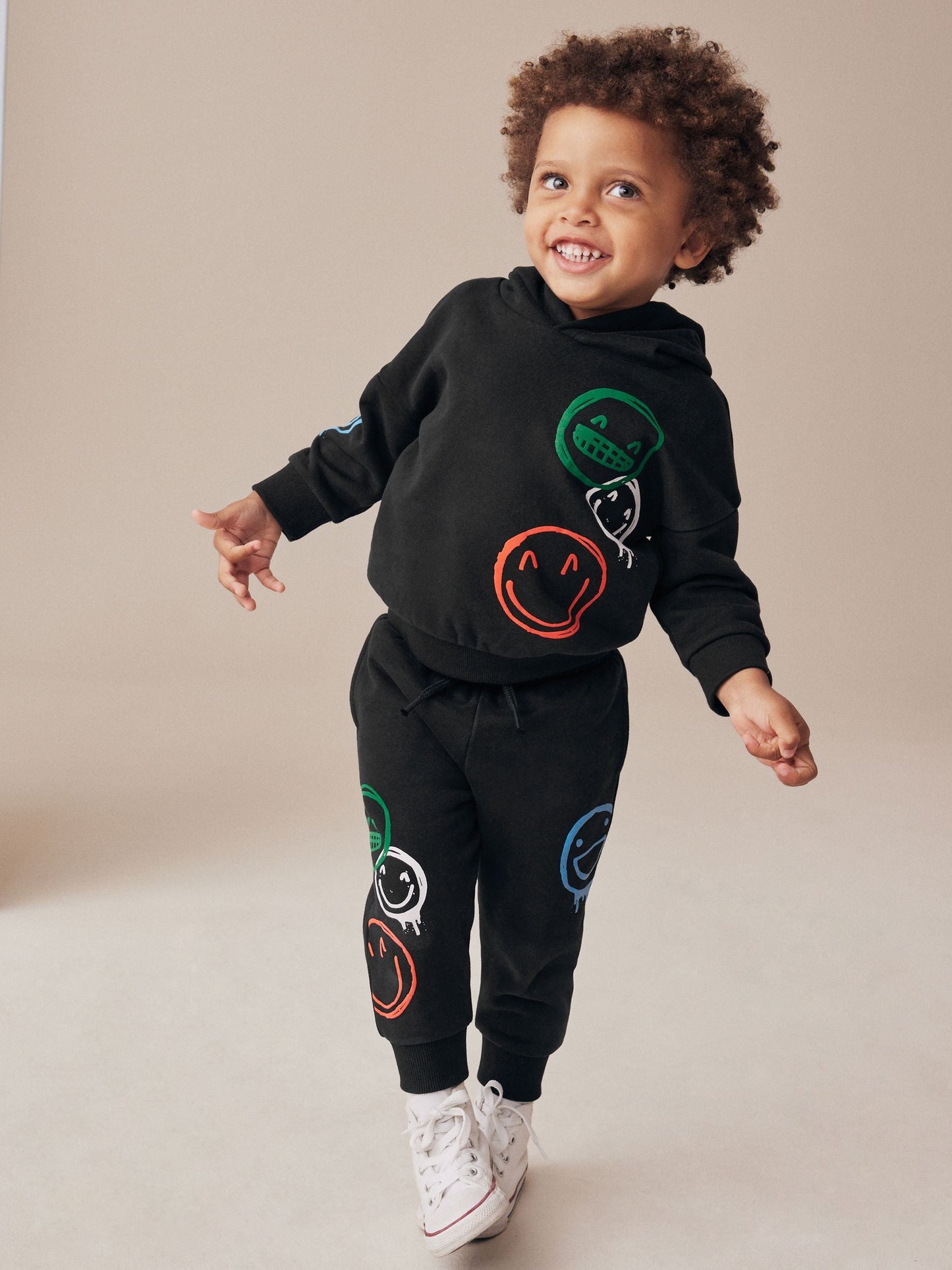 Black Graffiti All-Over Printed Hoodie and Joggers Set (3mths-7yrs)