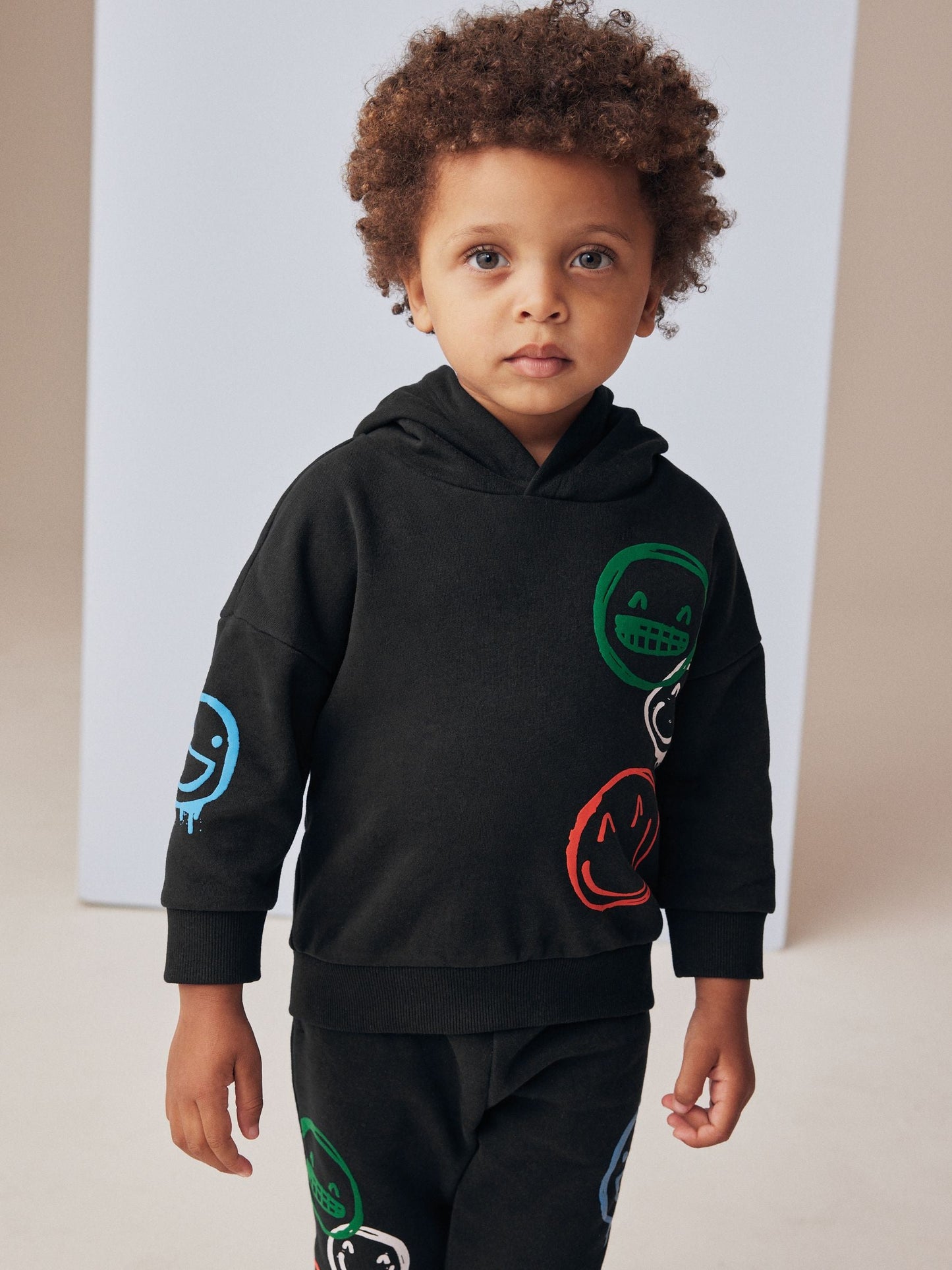 Black Graffiti All-Over Printed Hoodie and Joggers Set (3mths-7yrs)