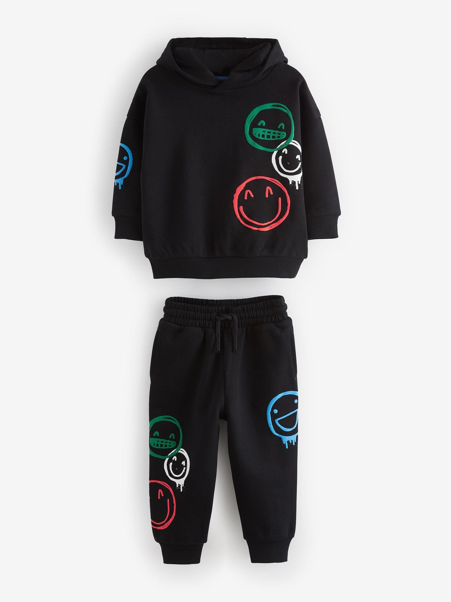 Black Graffiti All-Over Printed Hoodie and Joggers Set (3mths-7yrs)