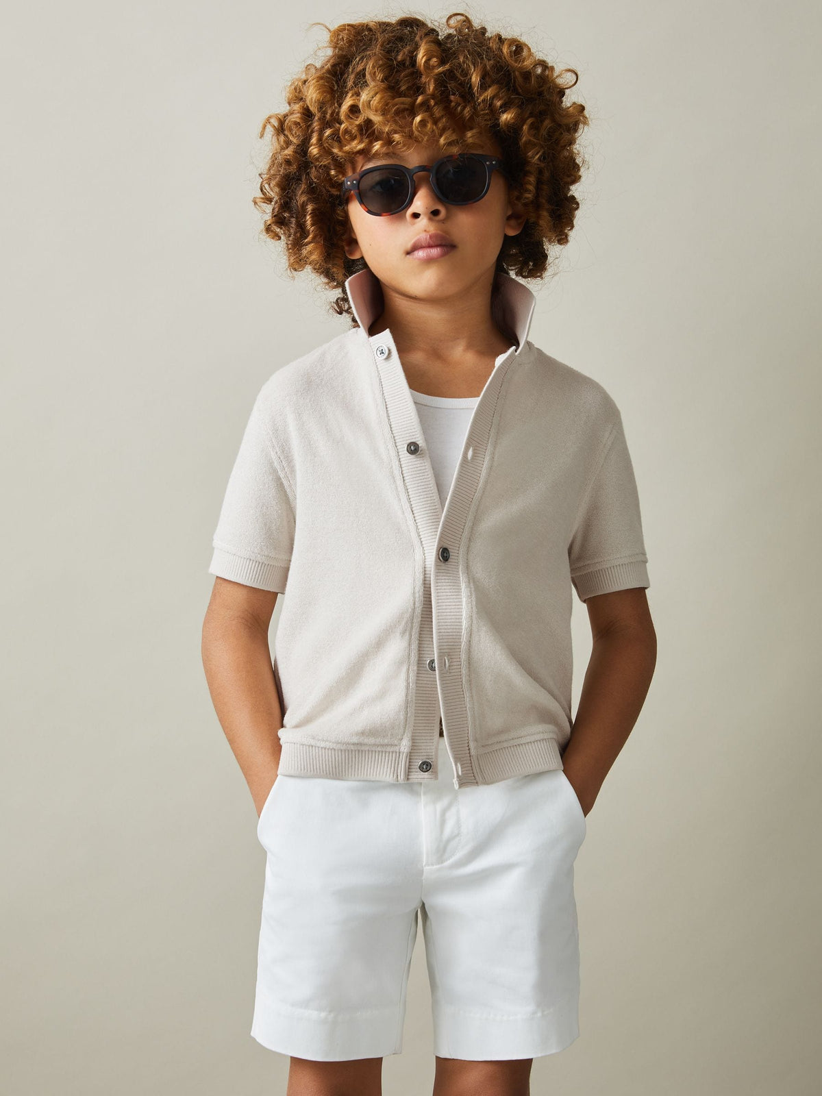 Dsiney Kidz - Reiss Off White Eden 9-13 yrs Towelling Cuban Collar Shirt image 1
